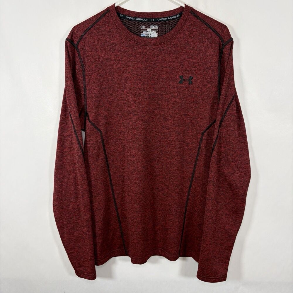 Under Armour ColdGear Fitted Long Sleeve T Shirt Mens Size Medium Red Heather